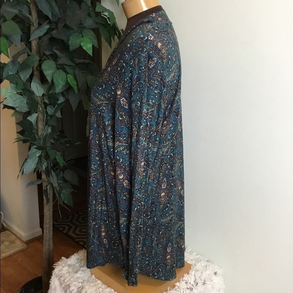 Ruff Hewn Turquoise paisley print 2x Blouse - Picture 7 of 15